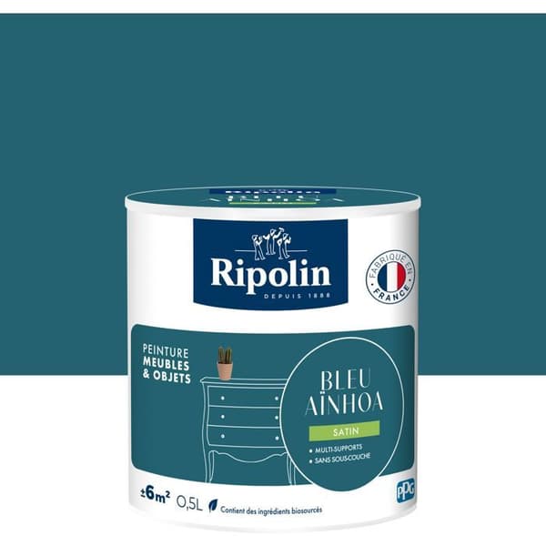 Möbel- och objektfärg - Ainhoa Blå - Satinfinish - Ripolin - 0,5L