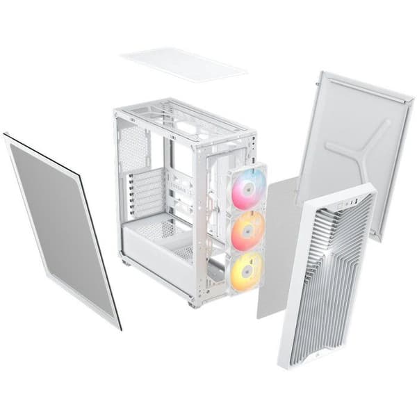 PC-chassi - CORSAIR - 3200D RS ARGB - Midi Tower - 3 RS120 ARGB-fläktar - Vit