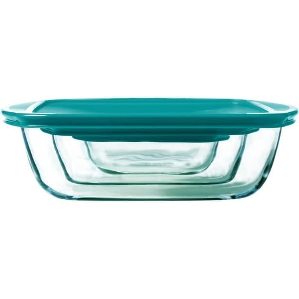 Set med 3 skålar med lock - PYREX - Cook & Store - Glas - Rektangulär - 0,4/1,1/2,5 L