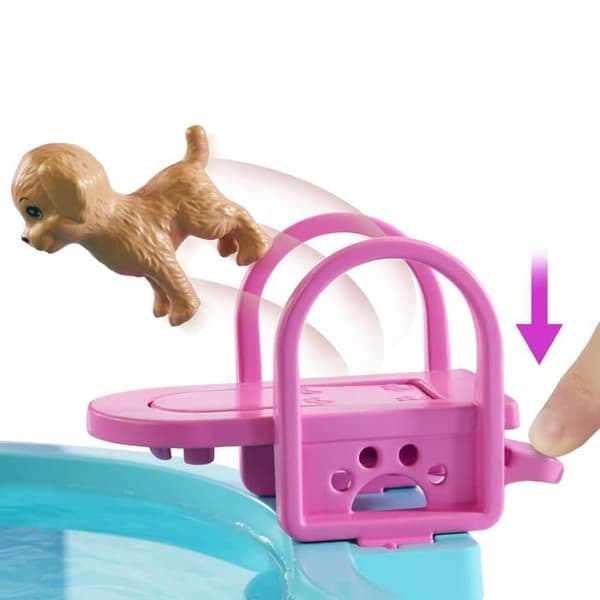 Barbie - Drømmepool Legesæt - Rutsjebane og Jacuzzi - Mere end 20 Tilbehør - Barbie - JFP01