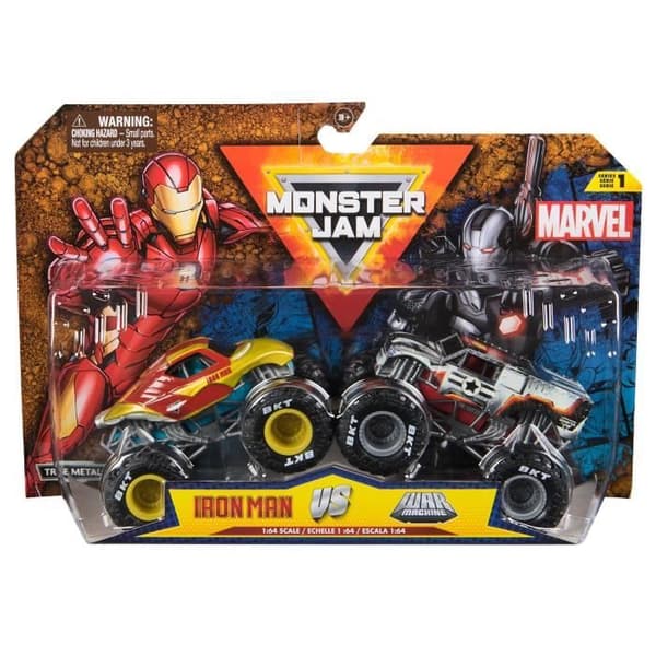 2-pak køretøjer - Die Cast 1:64 - Alder 3+ - Marvel - Monster Jam