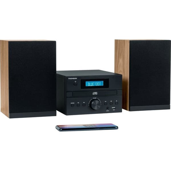 Mikrosystem - THOMSON - Bluetooth - Radio - CD - MP3 - USB - DAB - Trä och svart