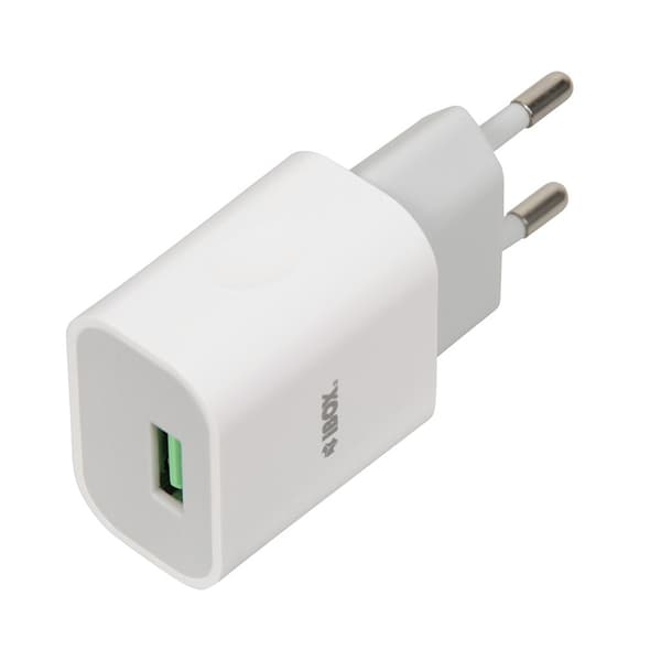 Strømoplader iBOX C-41 USB 2A, 1 USB-port, microUSB-kabel, hvid
