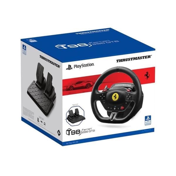 Rat + pedaler - Thrustmaster - T98-P Ferrari 296 GTB - Uden lydsystem - Kablet USB - Sort