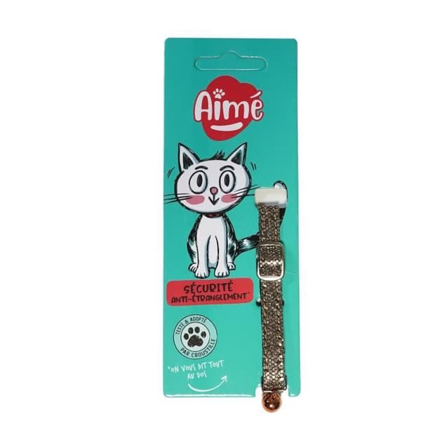 Katthalsband - AIME - Glittrande bling - Röd nylon, silverfärgad klocka