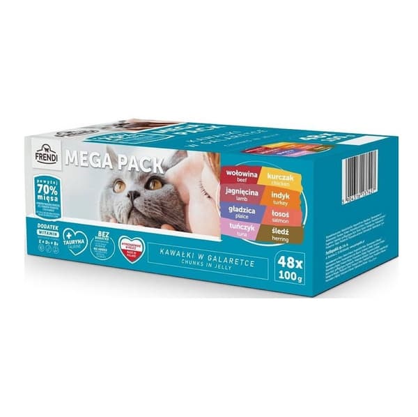 FRENDI Mega Pack Chunks i gelé - vådfoder til katte - 48x100g