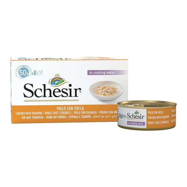 SCHESIR Kyllingefileter med græskar i bouillon - vådfoder til katte - 6x50g