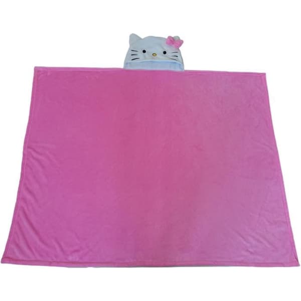 3D Fleece Tæppe med Hætte - HELLO KITTY - Lyserød - 120 x 150 cm