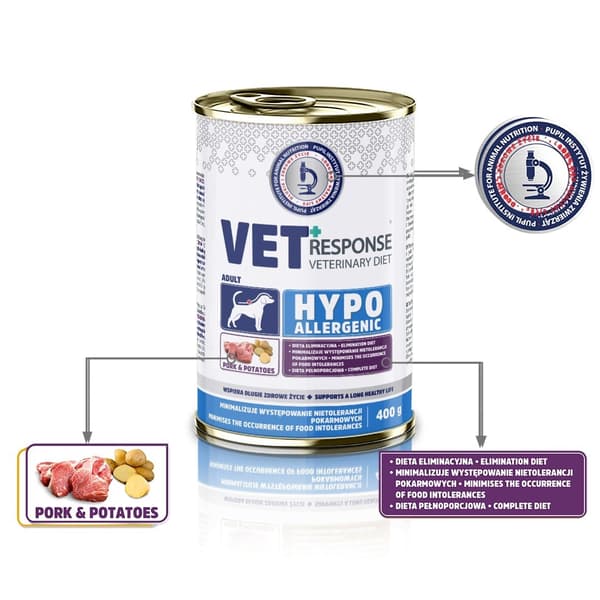 VET RESPONSE Hypoallergeniskt våtfoder för hundar - 400 g
