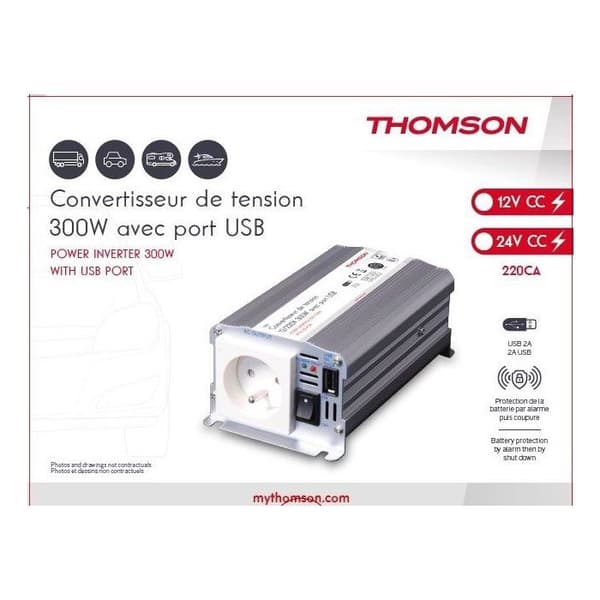 Spændingsomformer - THOMSON - 12/220 V - 300 W - Med USB-forbindelse