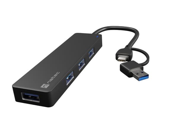 NATEC HUB USB-C 3.0 MAYFLY 4-PORTARS + USB-A-ADAPTER