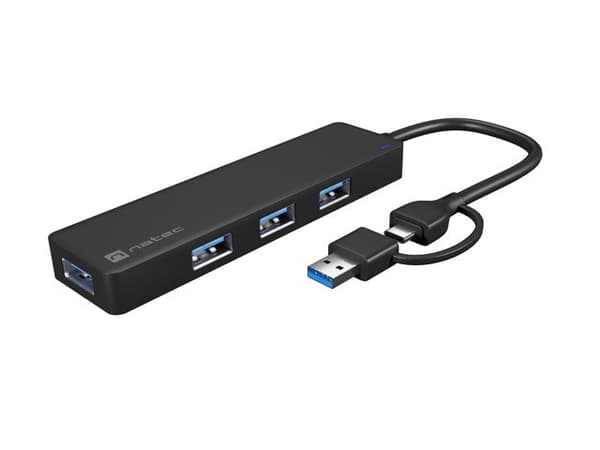 NATEC HUB USB-C 3.0 MAYFLY 4-PORTARS + USB-A-ADAPTER