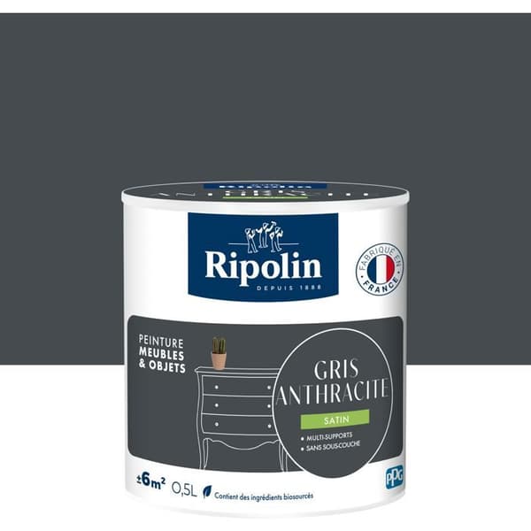 Möbel- och objektfärg - Antracitgrå - Satinfinish - Ripolin - 0,5L