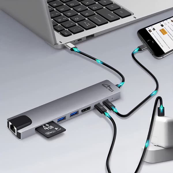 MEDIA-TECH USB-HUB 8-I-1 GIGA LAN-HUB MT5046