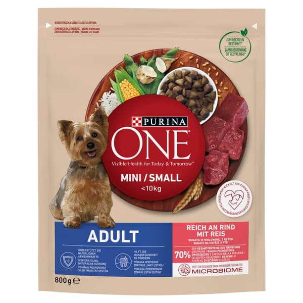 PURINA One Mini Adult Oksekød, Ris - Tørfoder til hunde - 800 g