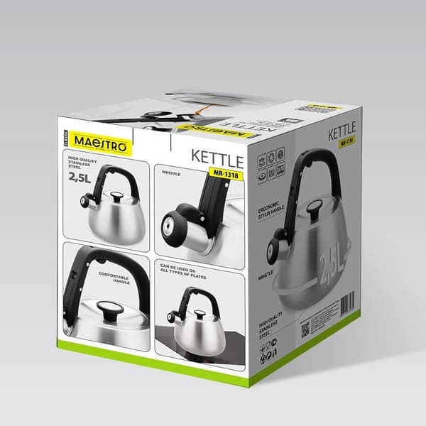 Kedel Maestro MR-1318 2,5 l Sølv, Sort