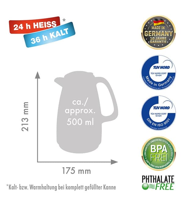 Rotpunkt termoskannu, 1,5 l, kimaltelevan musta (musta)