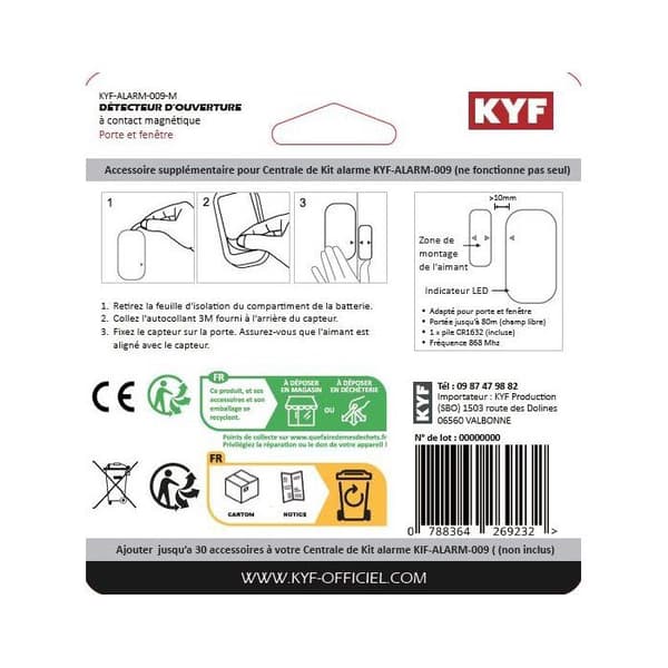 Extra öppningsdetektor - KYF - ALARM-009