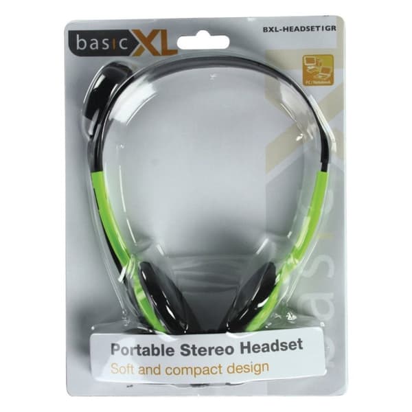 BasicXL BXL-HEADSET1 Stereoheadset Grön/Svart