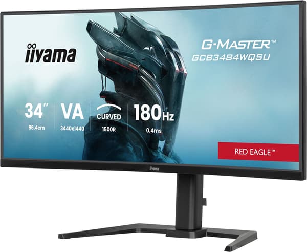 Böjd spelmonitor - IIYAMA - 34" - 180Hz - VA-panel - 0.4 ms - Höjdjusterbar - G-Master Red Eagle