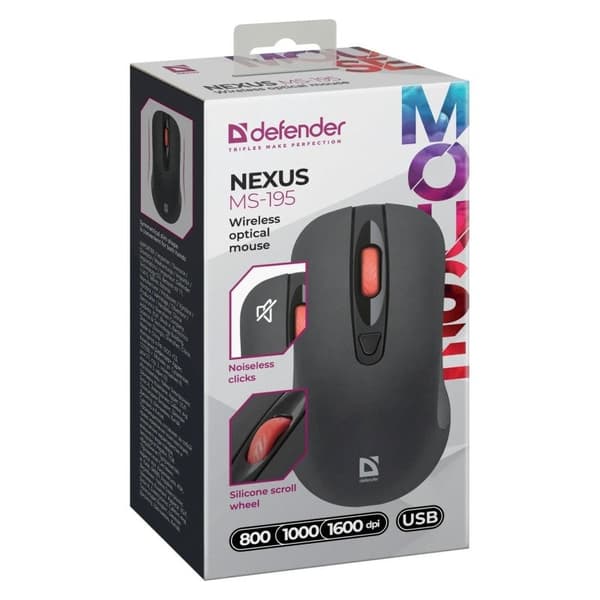 MOUSE DEFENDER NEXUS MS-195 RF HILJAINEN MUSTA