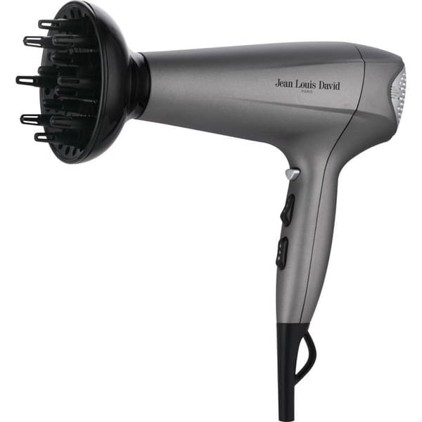 Hårtørrer - JEAN LOUIS DAVID - Power Dry - Diffuser - 3 temperaturindstillinger - 2400 W - Grå