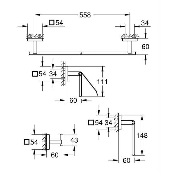 4-in-1-lisävarustesarja - GROHE - 411152430 - Start Cube - Mattamusta