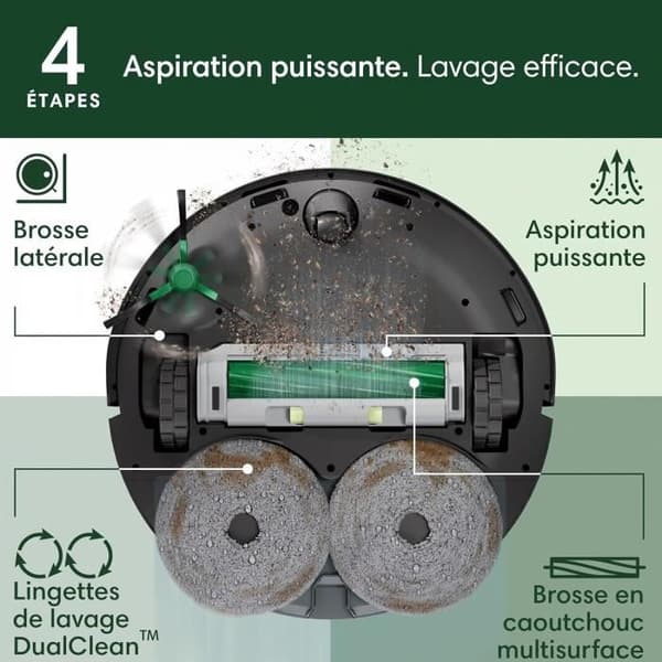 Robotdammsugare - iRobot Roomba Plus 405 - Svart - IoT-kompatibel - Programmerbar rengöring