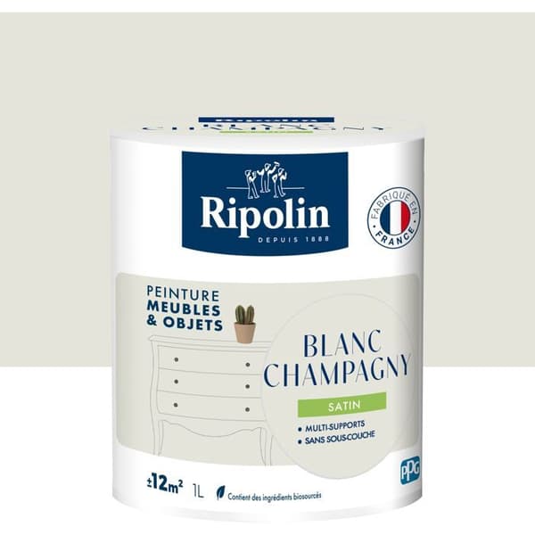 Möbel- och objektfärg - Champagnevit - Satinfinish - Ripolin - 1L