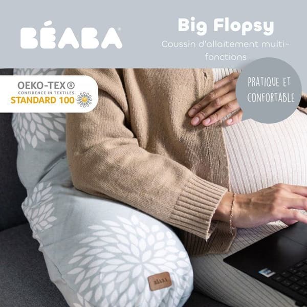 Raskaustyyny - BEABA - Big Flopsy™ - Kukat - Harmaa