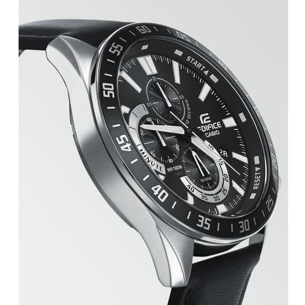 CASIO - Ur i ægte læder - EDIFICE - Sort