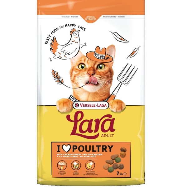 VERSELE-LAGA Lara Adult Kalkun med Kylling - tørfoder til katte - 7 kg