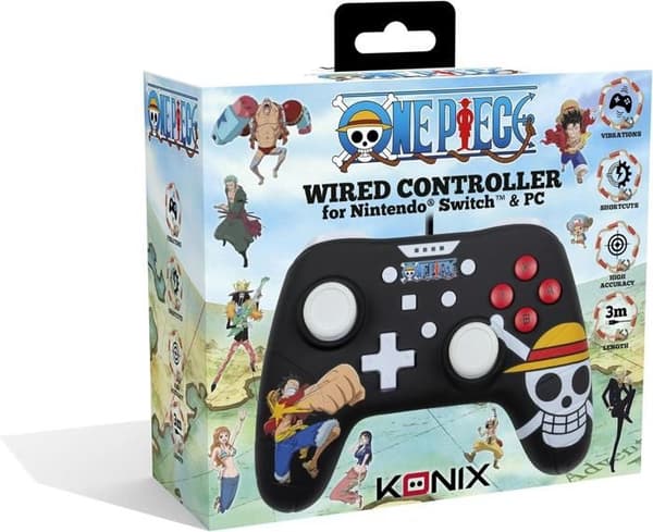 Controller - Konix - One Piece - Kablet - 3 m - Luffy-mønster - Nintendo Switch