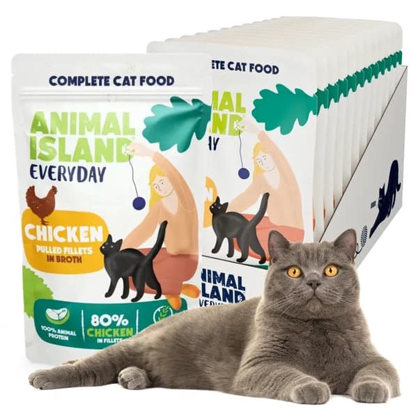 ANIMAL ISLAND Everyday Kyllingefileter i bouillon - vådfoder til katte - 12 x 85 g