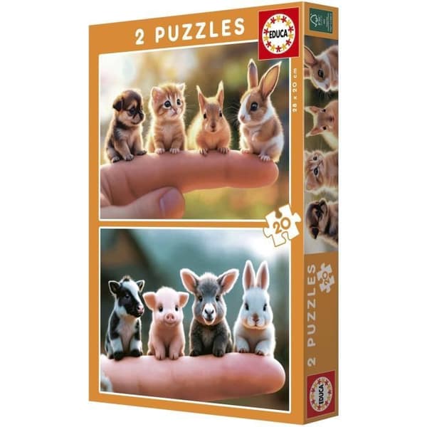 Pussel - EDUCA - Djurungar - 2 x 20 bitar