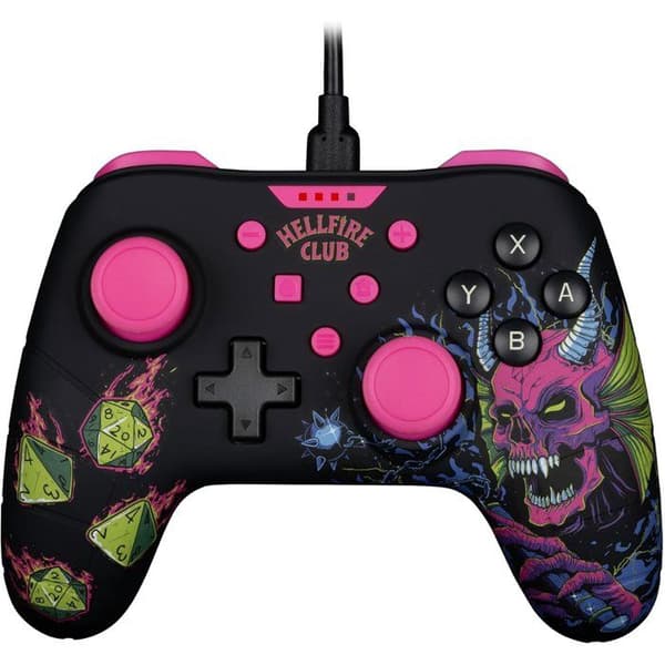 Gamepad - Nintendo Switch, Switch 2 og PC - Stranger Things - Kablet - Sort og pink - Vibrationsfunktion - 3 meter kabel - Konix