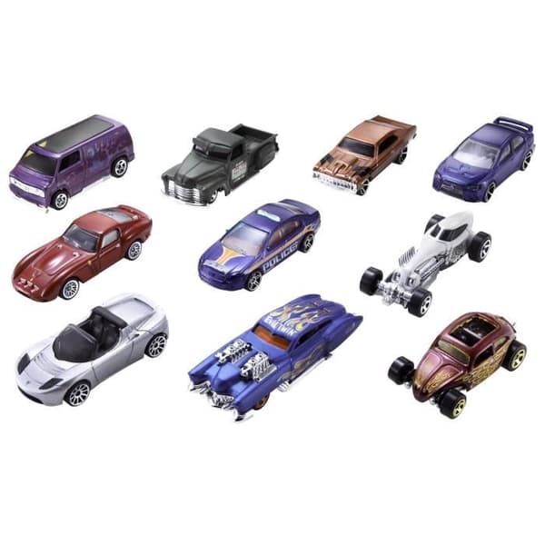 HOT WHEELS - Sæt med 10 biler - Tilfældig model