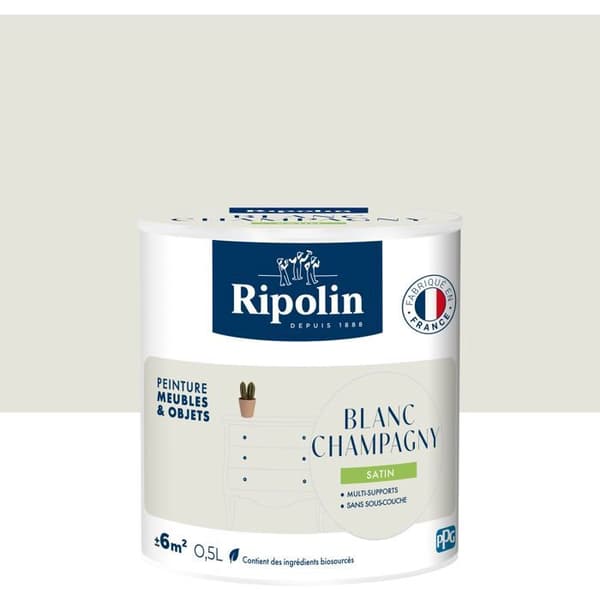 Möbel- och objektfärg - Champagnevit - Satinfinish - Ripolin - 0,5L