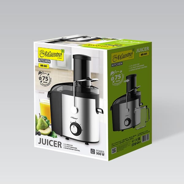 Feel Maestro MR-805 Juicer 900 W Sort, Sølv