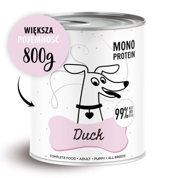 PET PAKA Pepe Duck - vådt hundefoder - 800g