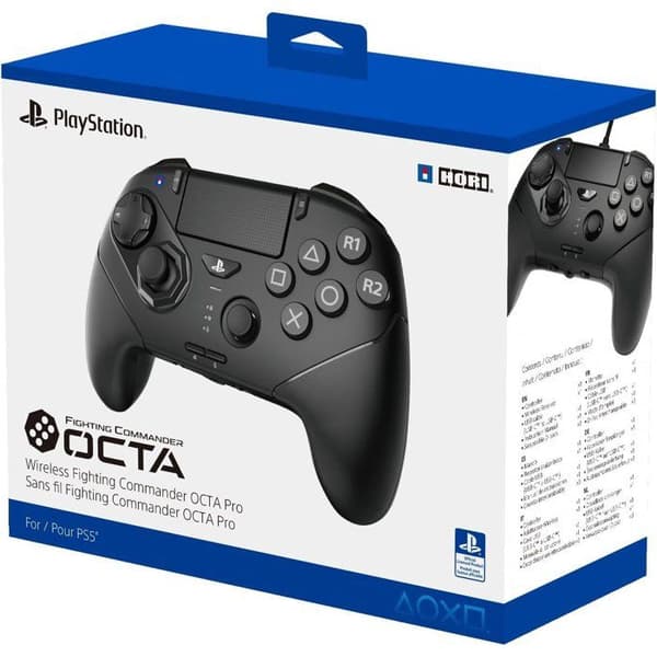 Gamepad - PC och PS5 - Fighting Commander Octa Pro - Trådlös - PlayStation - Svart - Programmerbara knappar - Hori