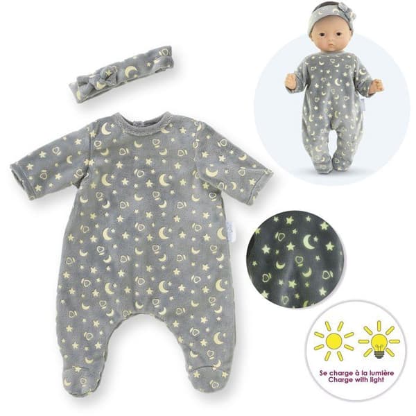 Pyjamas - Corolle - Lyser i mørket - 30 cm - Blød - Fosforescerende