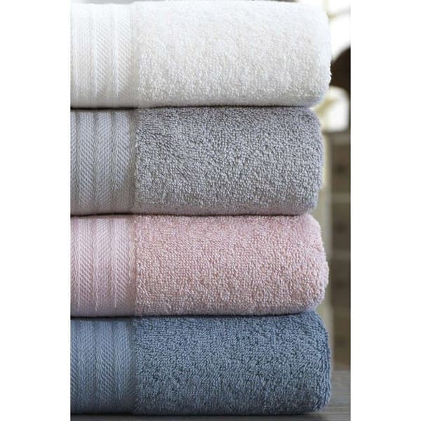 Set med 4 handdukar - 50 x 85 cm - Vit, Grå, Rosa, Blå