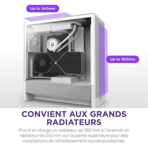 Kompakt ATX Mid-Tower-chassi - NZXT - CC-H52FW-01 - H5 Flow - Vit