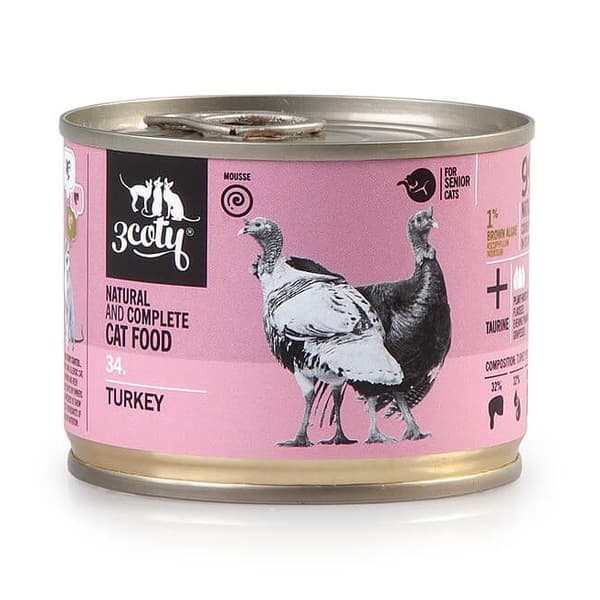 3COTY 34. Kalkon Senior - våtfoder för katter - 180 g