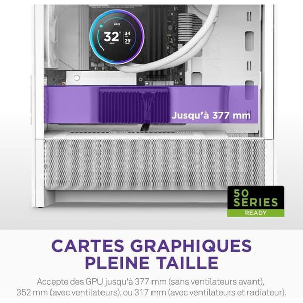 Micro-ATX Mid-Tower-chassi - NZXT - H3 Flow - Vitt - Anmärkningsvärt luftflöde - Stöd för stora grafikkort