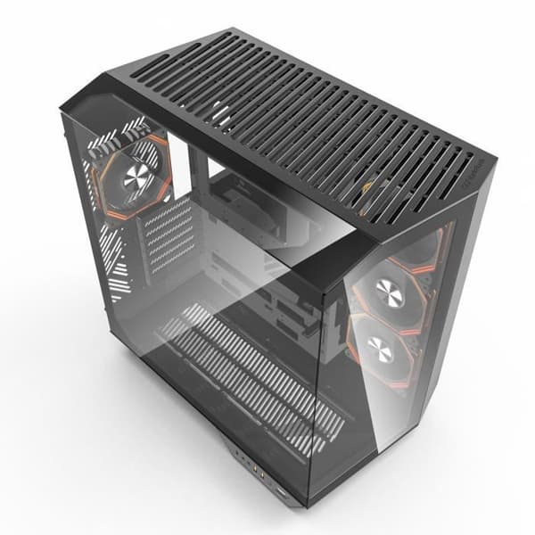 Kabinet uden strømforsyning - DARKFLASH DY470 - Cube - ATX-størrelse - Sort
