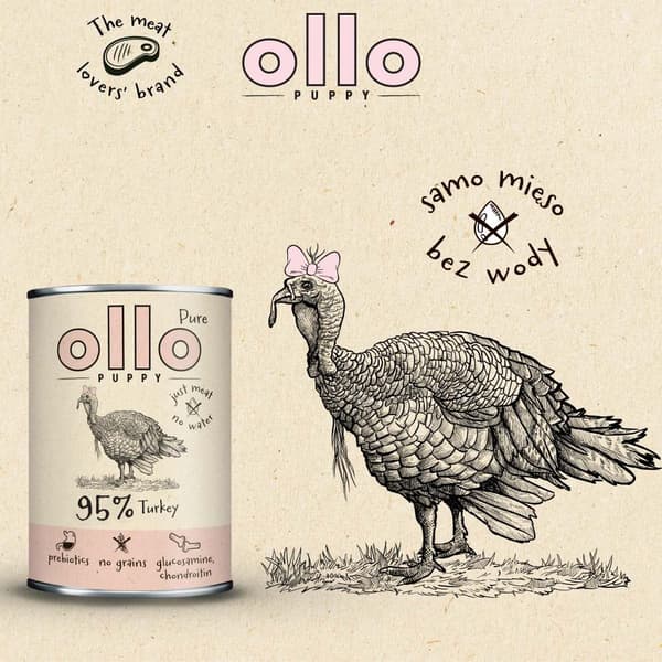 OLLO Puppy Pure Turkey - våtfoder för hundar - 400 g