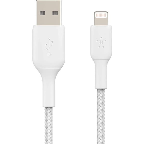 Flätad kabel - BELKIN - Lightning till USB-A - 2 m - Vit