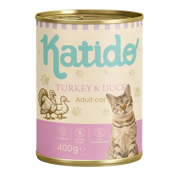 KATIDO Kalkon med anka - våtfoder för katter - 400 g